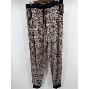 Pillow Talk Womens Plus Size 1X Leopard Print Pajama Jogger Pants  NWT
